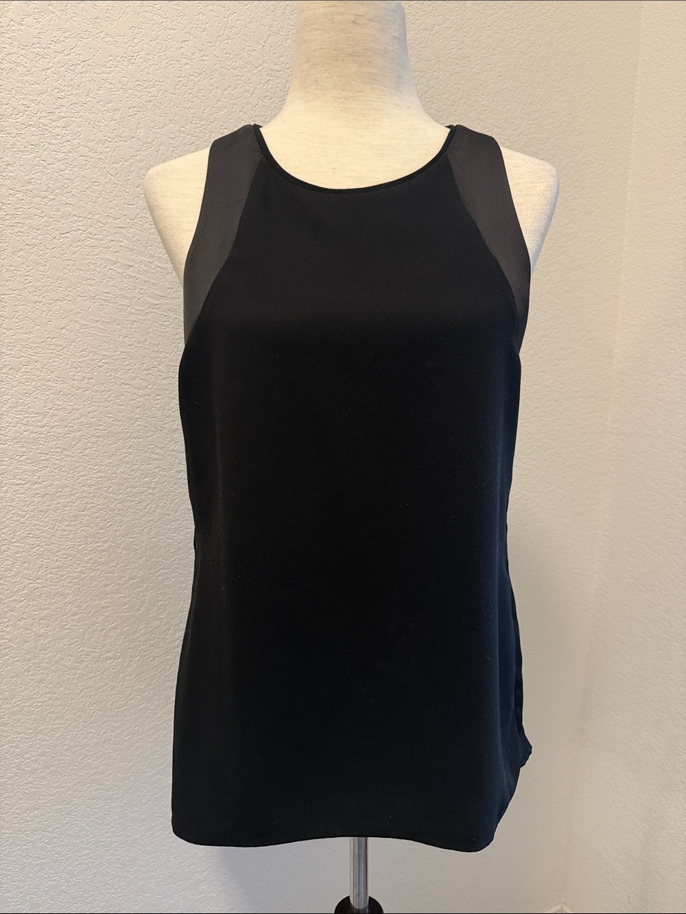 Black Sleeveless Satin-Accent Women's Top